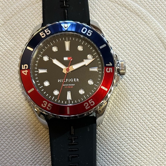 Tommy Hilfiger Watch With 36mm Black Face & Black Silicone Band